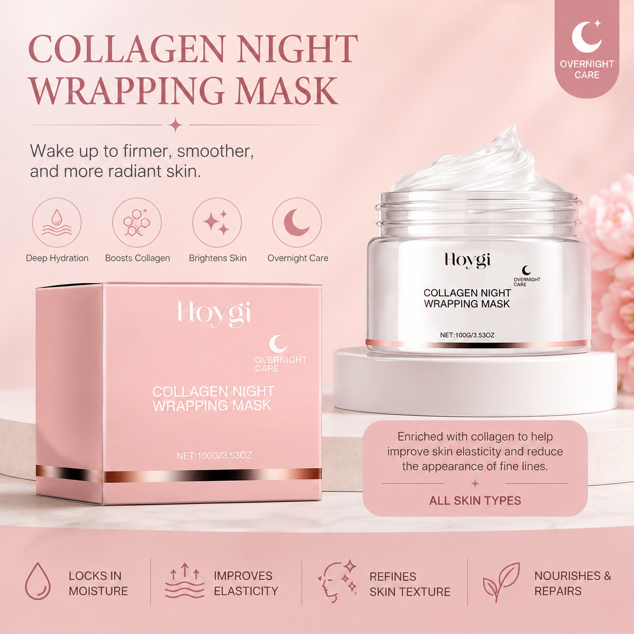 Hoygi Collagen Peel Mask Gentle Moisturizing, Hydrating, Brightening And Moisturizing Skin Peel Mask
